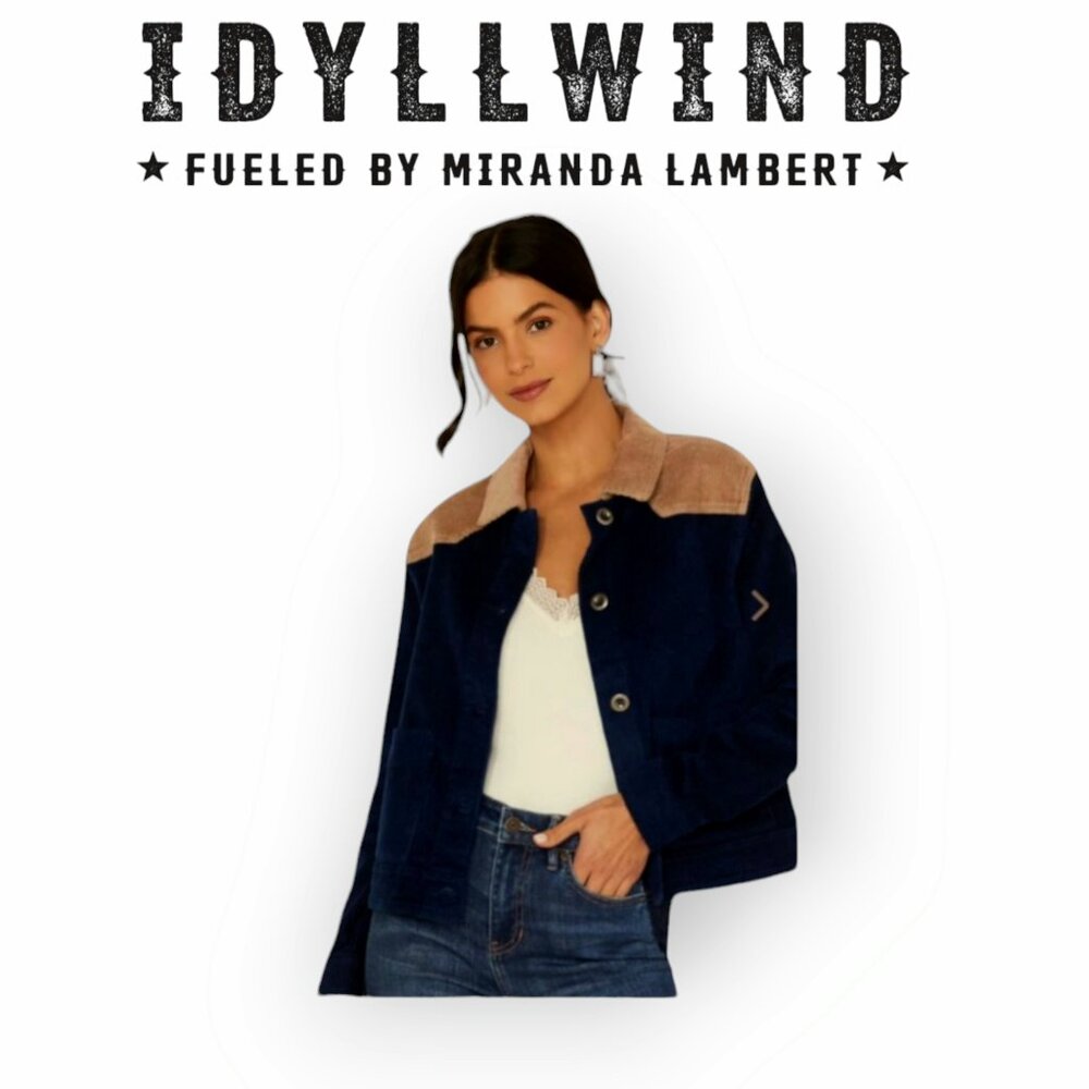 Idyllwind Oak Hill Corduroy Navy/Tan Colorblock Shacket Coastal Cowgirl size XL